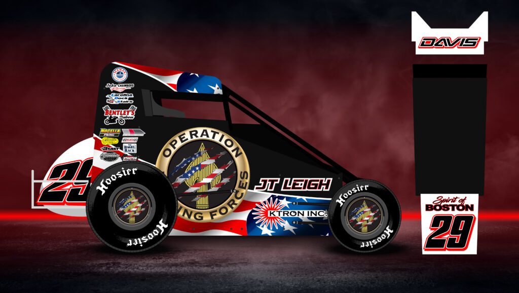 Matt Seymour Racing midget car driven by Hank Davis featuring the Operation Healing Forces logo.