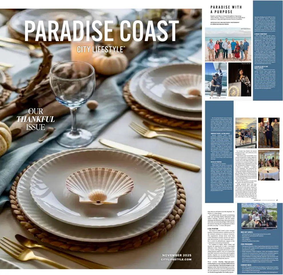 Operation Healing Forces featured in Paradise Coast City Lifestyle Magazine
