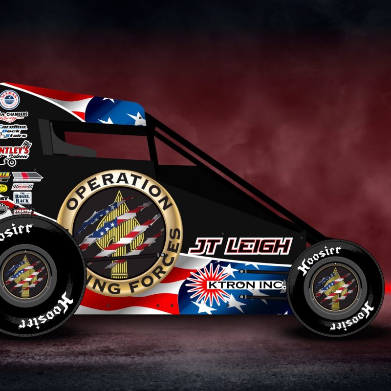 Matt Seymour Racing midget car driven by Hank Davis featuring the Operation Healing Forces logo.