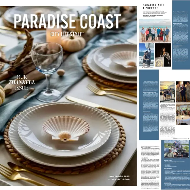 Operation Healing Forces featured in Paradise Coast City Lifestyle Magazine